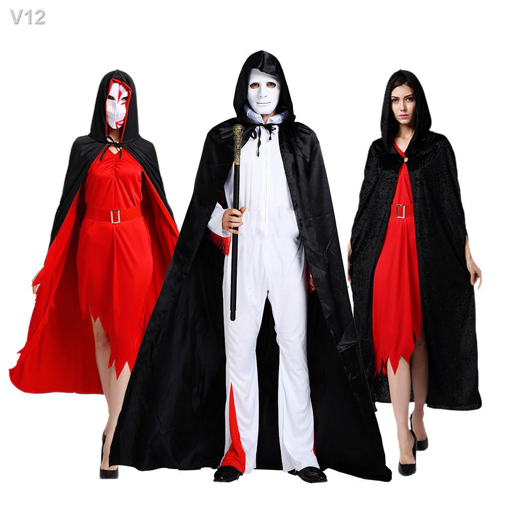 ✌ஐ☽Halloween trang phục cho người lớn áo choàng ma thuật màu đỏ và đen kinh dị cái chết cà rồng phù thủy