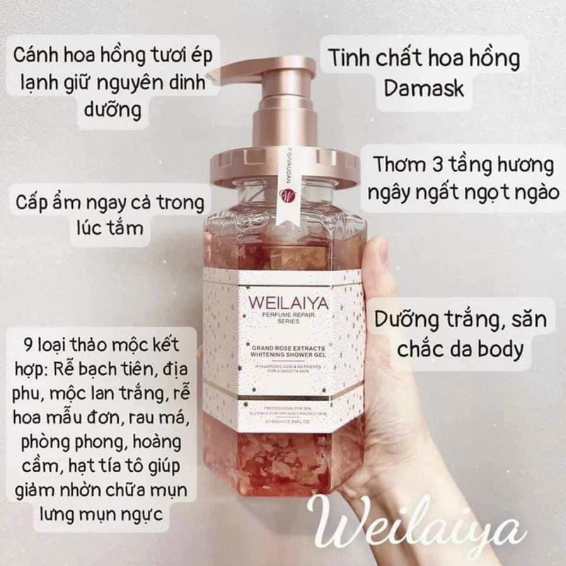 SỮA TẮM TRẮNG DA CÁNH HOA HỒNG WEILAIYA DAMASK S