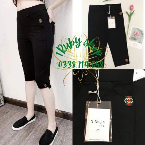 Quần Ngố Nữ 1RUBY🍀FRRESHIP🍀 Quần Legging Lửng Chất Umi Co Giãn 4 Chiều Không Ra Màu