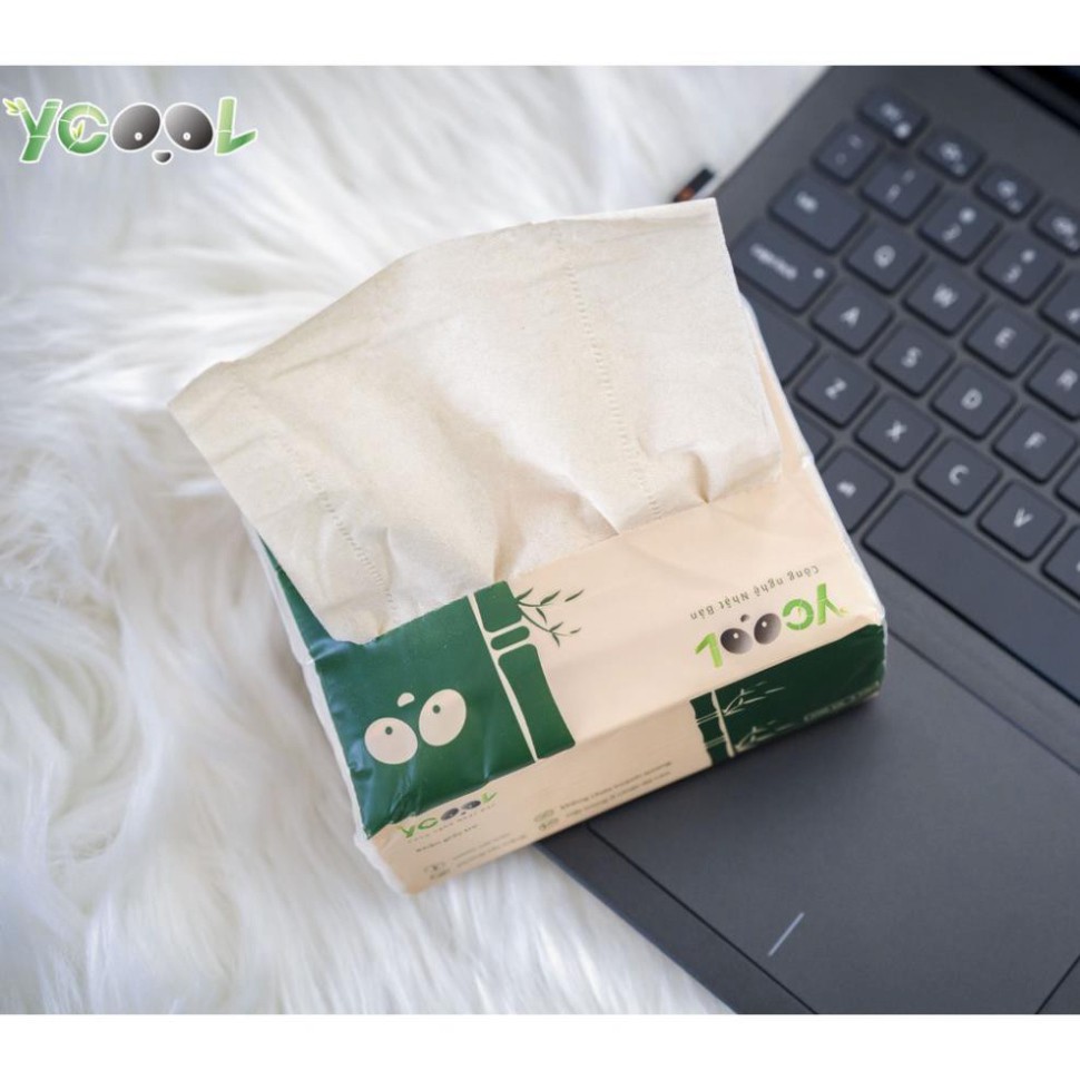 🍁 Giấy ăn gấu trúc [𝐅𝐑𝐄𝐄𝐒𝐇𝐈𝐏]  YCOOL khăn giấy tre thùng 30 gói Không chất tẩy trằng