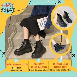 Giày bốt nữ cao cổ khoá kéo cá tính, Bốt martin đế cao 4cm chất da mềm thời trang