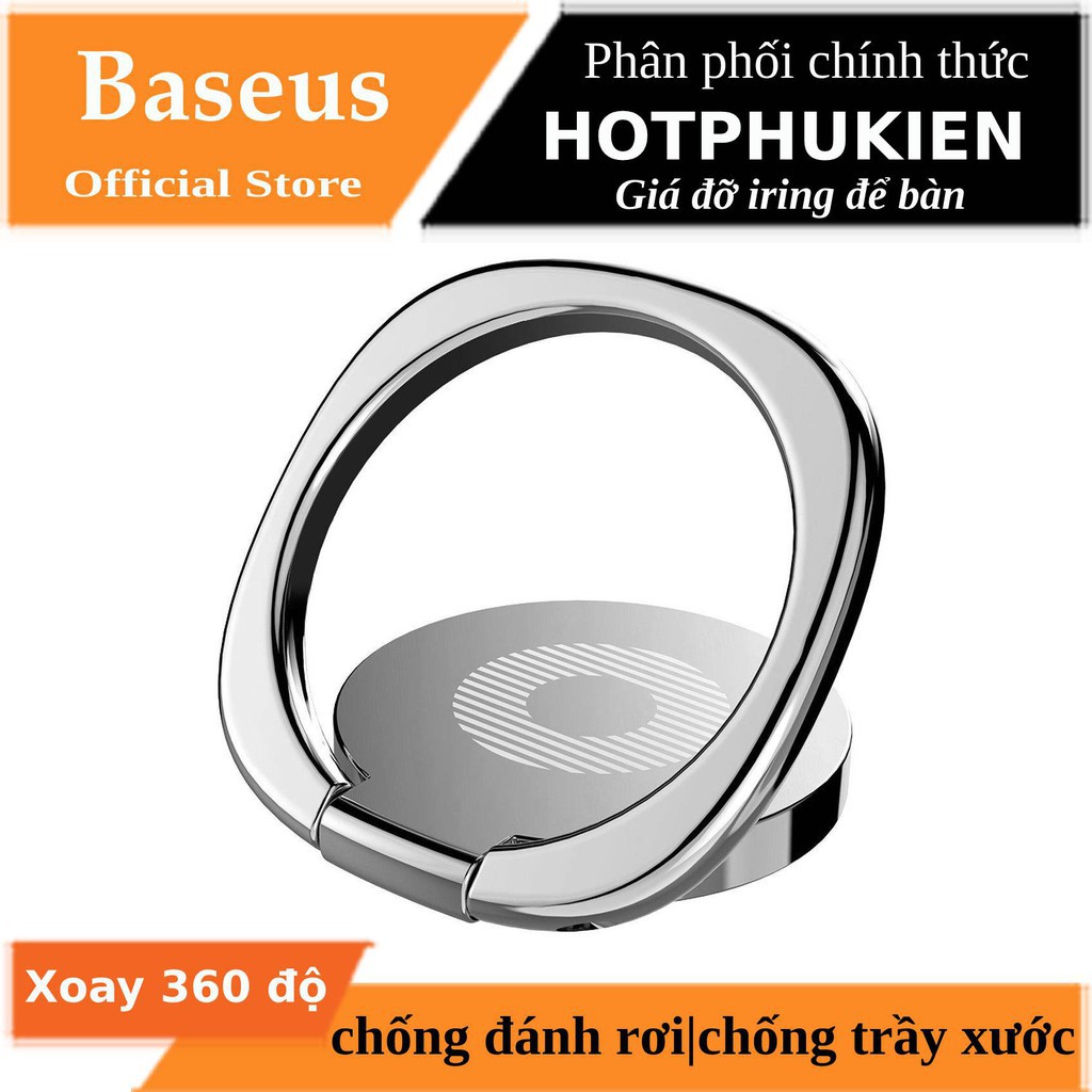 Giá đỡ điện thoại dạng nhẫn iring đeo tay / để bàn chống đánh rơi điện thoại chính hãng Baseus destop iring