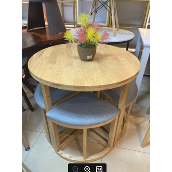 Bộ bàn tròn 4 ghế xếp gọn/ bàn ăn gỗ