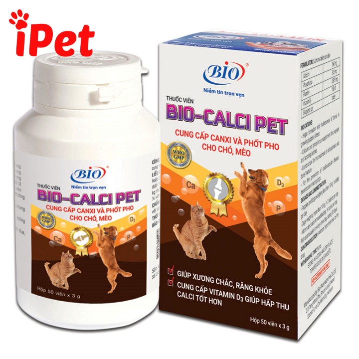 Viên Bổ Sung Canxi Và Phốt Pho Cho Chó Mèo BIO - CALCI PET - iPet Shop