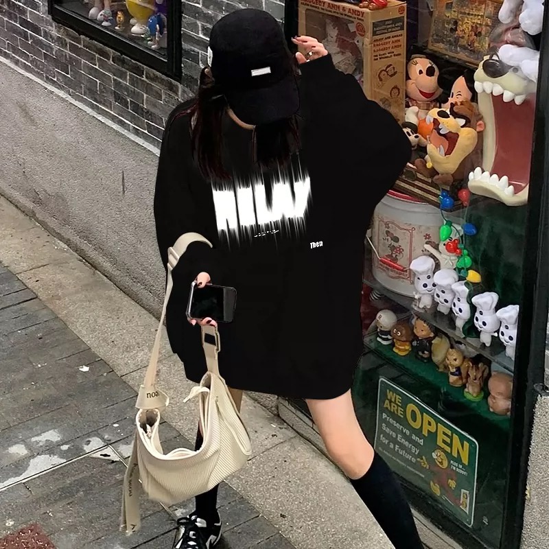 NRVP Áo Hoodie Dáng Rộng Thời Trang Hàn Quốc Đơn Giản Cá Tính Cho Nữ