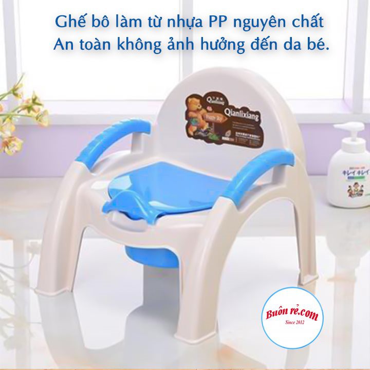 Ghế bô cho bé nhựa Việt Nhật, bô đi vệ sinh cho bé có nắp đậy tay vịn chắc chắn an toàn thoải mái (MS:3091) -br 00179