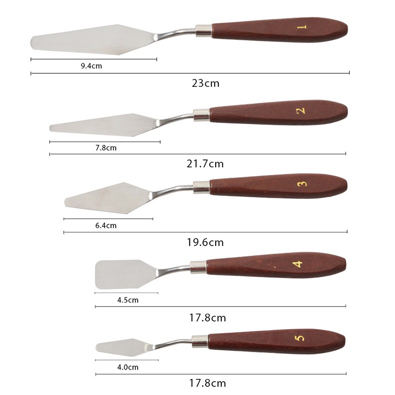 SeamiArt 5 Pcs. Stainless Steel Oil Painting Scraper Oil Painting