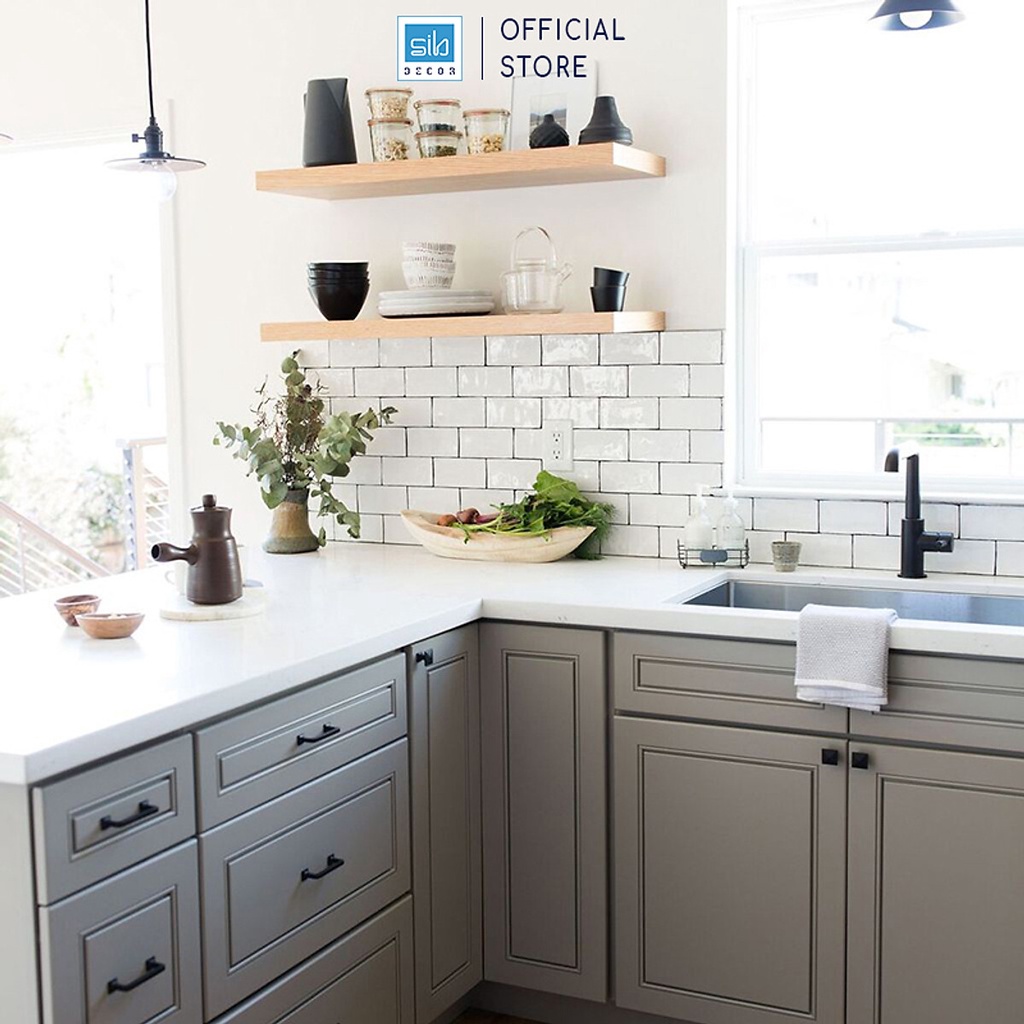 Set 2 Kệ Gỗ Dài 120cm Treo Tường Màu Trắng/ Đen/ Vân gỗ Thương Hiệu SIB Decor, Dùng Để Sách, Vật Dụng Trang Trí