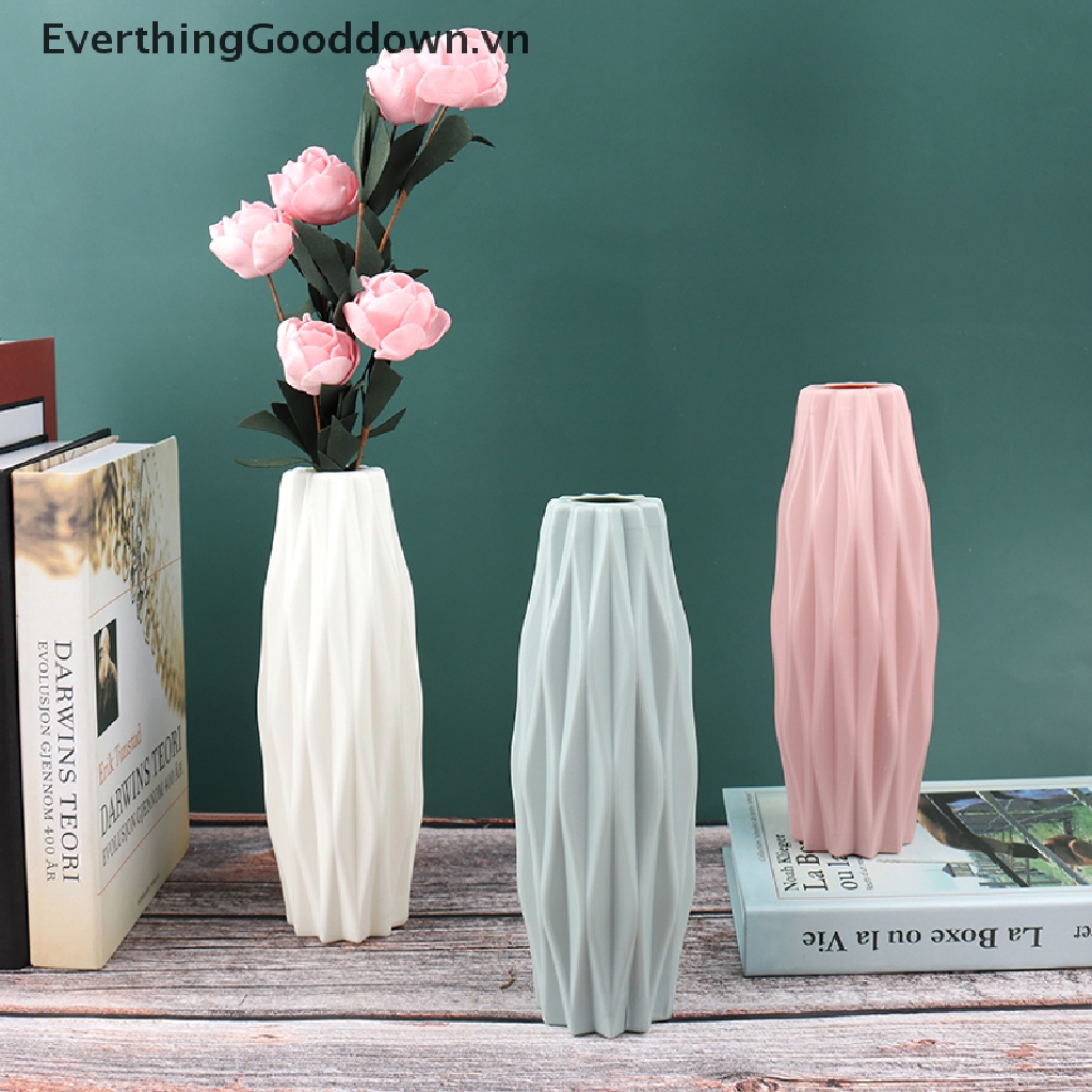 Everthinggood Bình Hoa Bằng Nhựa Giả Gốm Sứ Màu Trắng Dùng Trang Trí Nhà