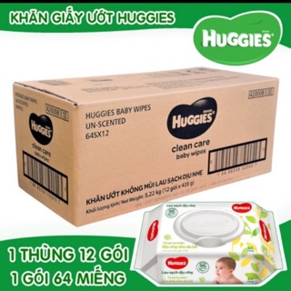 COMBO 1 THÙNG 12 GÓI KHĂN ƯỚT HUGGIES KHÔNG MÙI 64 Tờ