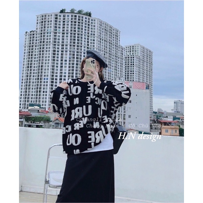 Áo len chữ xù form oversize dài rộng giấu quần hottrend, dày dặn mềm mịn cao cấp LICA - A21 | BigBuy360 - bigbuy360.vn