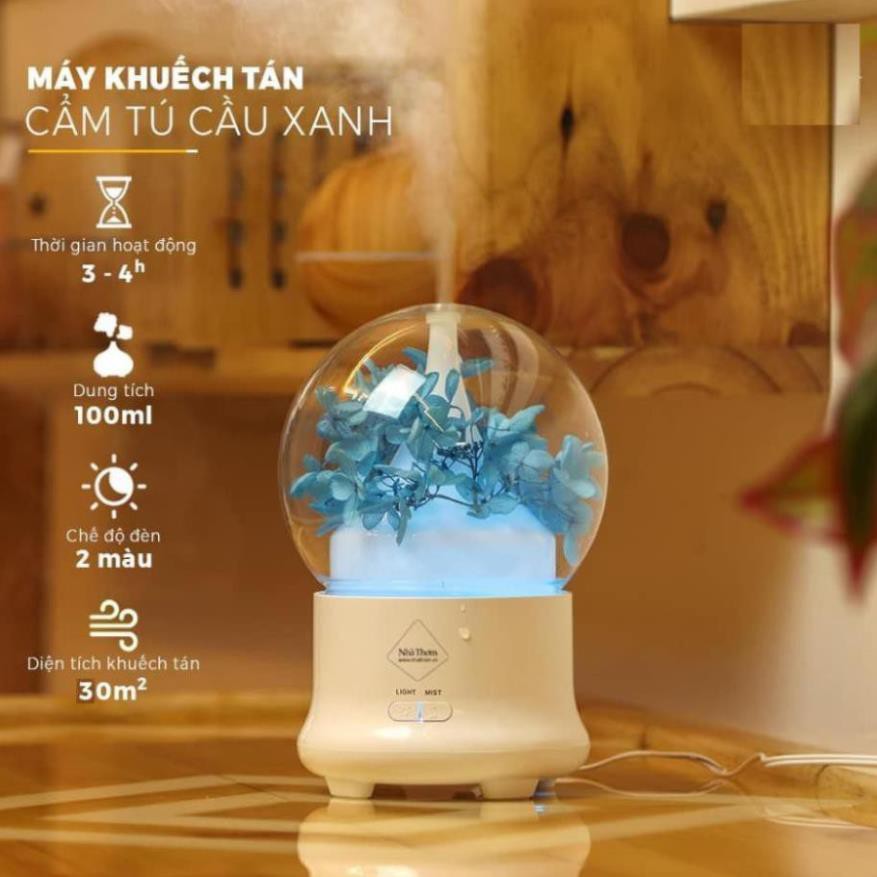 Máy Xông Tinh Dầu Cao Cấp Tốt Phong Thủy - Máy Phun Sương Siêu Âm, Ánh Đèn LED 7 Màu Cực Đẹp