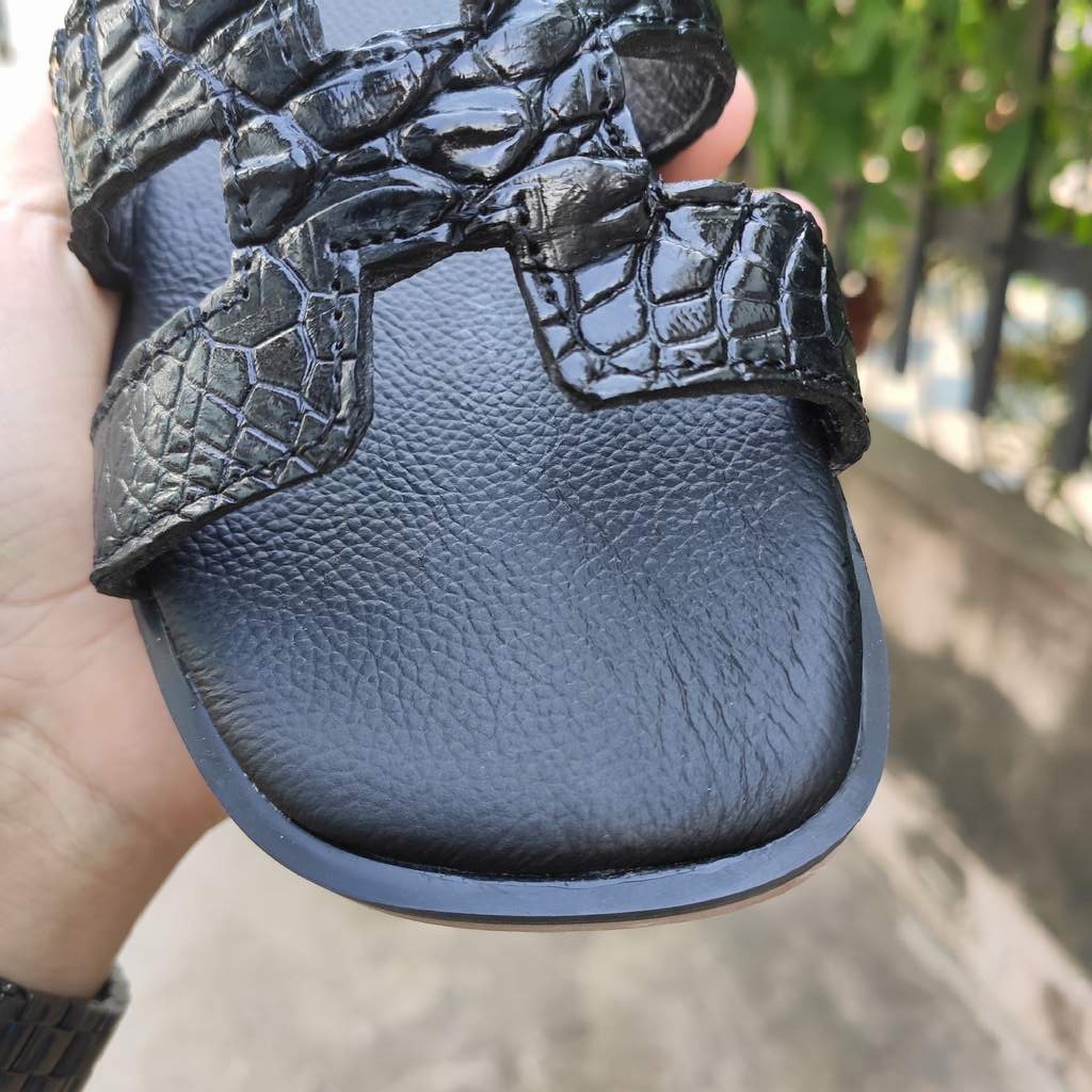 Dép nữ CHỮ H da cá sấu cao cấp!