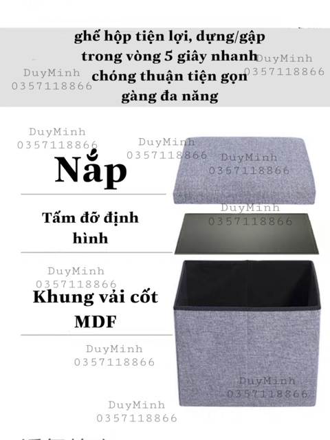 Ghế vải đựng đồ Dựng/Gập 5s tiện lợi màu cam vuông 31*31*31