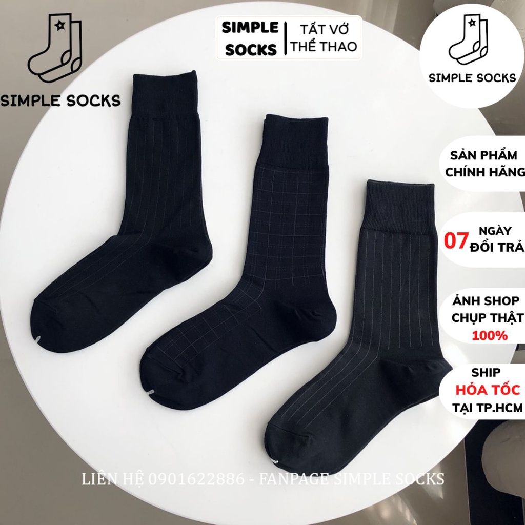 Tất Vớ Đi Giày Tây Thời Trang Nam Công Sở Cổ Cao Họa Tiết Sọc Caro Sợi Cotton Thoáng Khí Khử Mùi 💖SIMPLE SOCKS💖
