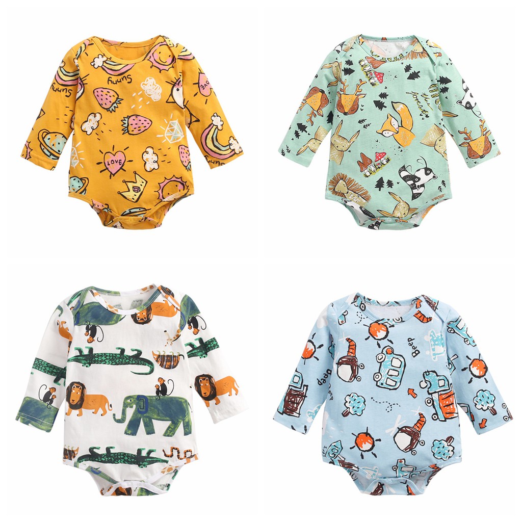 Bộ Đồ Liền Thân Sanlutoz Dài Tay Họa Tiết Hoạt Hình Cho Bé