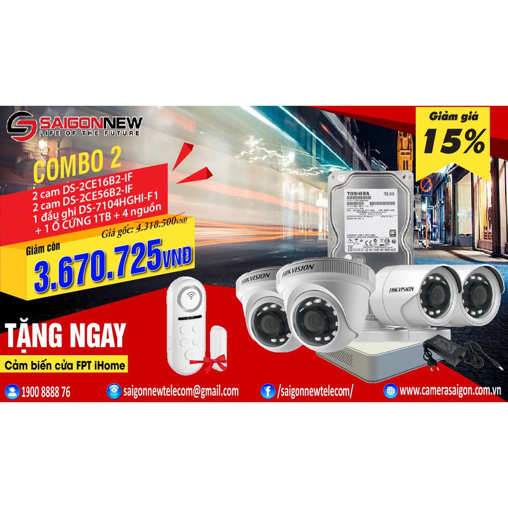 Bộ 4 Camera TVI HKVISION 2.0MP Full HD