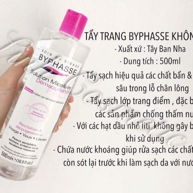 Nước tẩy trang Byphasse micellar make-up remover solution 500ml