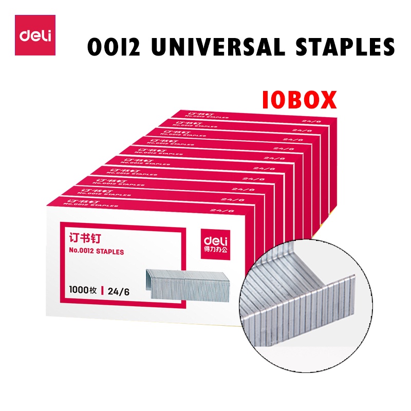 Kim Bấm Đa Năng Deli 0012 1box 24 / 6 Bộ 12 Cây Bấm Ghim Chuyên Dụng Cho Học Tập Văn Phòng