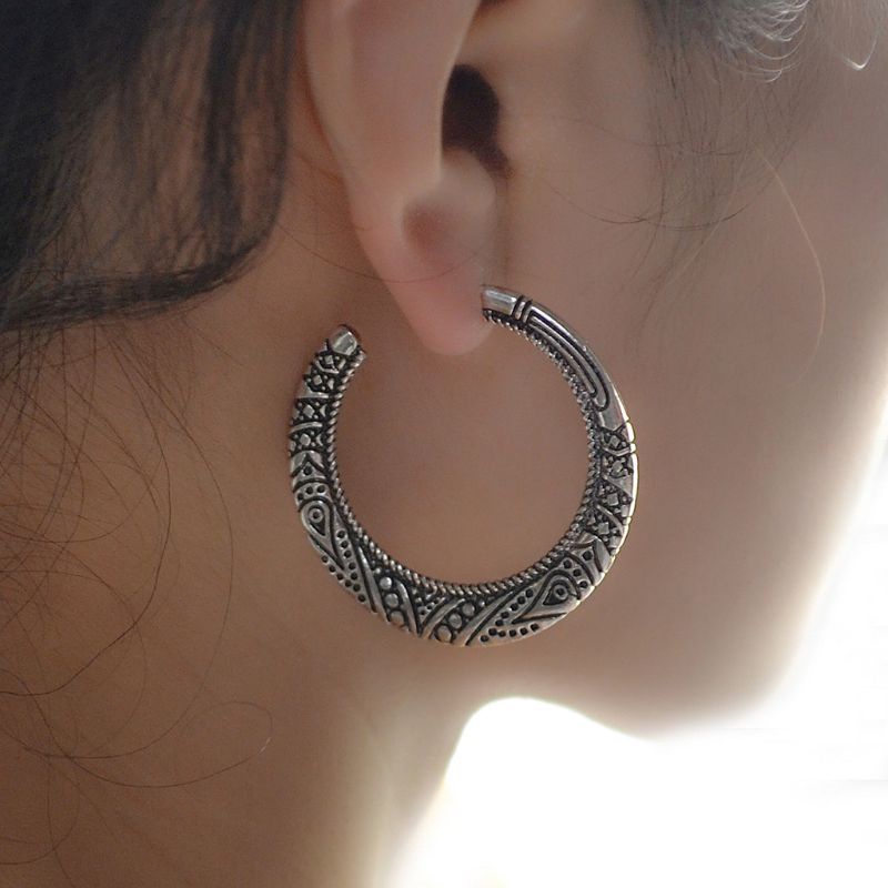 Bông Tai Mạ Vàng / Bạc Hình Tròn Phong Cách Boho Cho Nữ