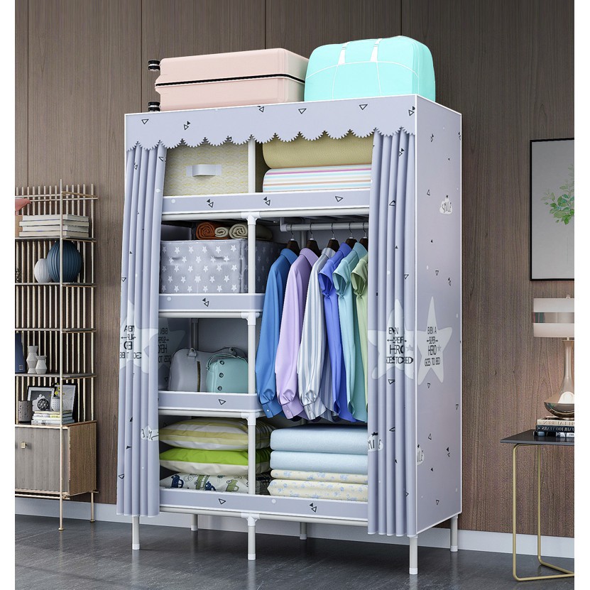 tủ vải khung gỗ 2 buồng | BigBuy360 - bigbuy360.vn