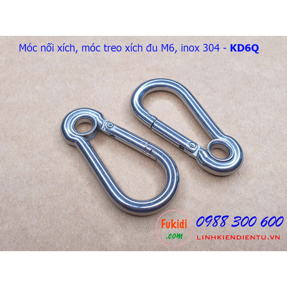 Móc treo xích đu, móc nối dây xích inox 304, kích thước M5, M6, M8 - model KD5Q, KD6Q và KD8Q