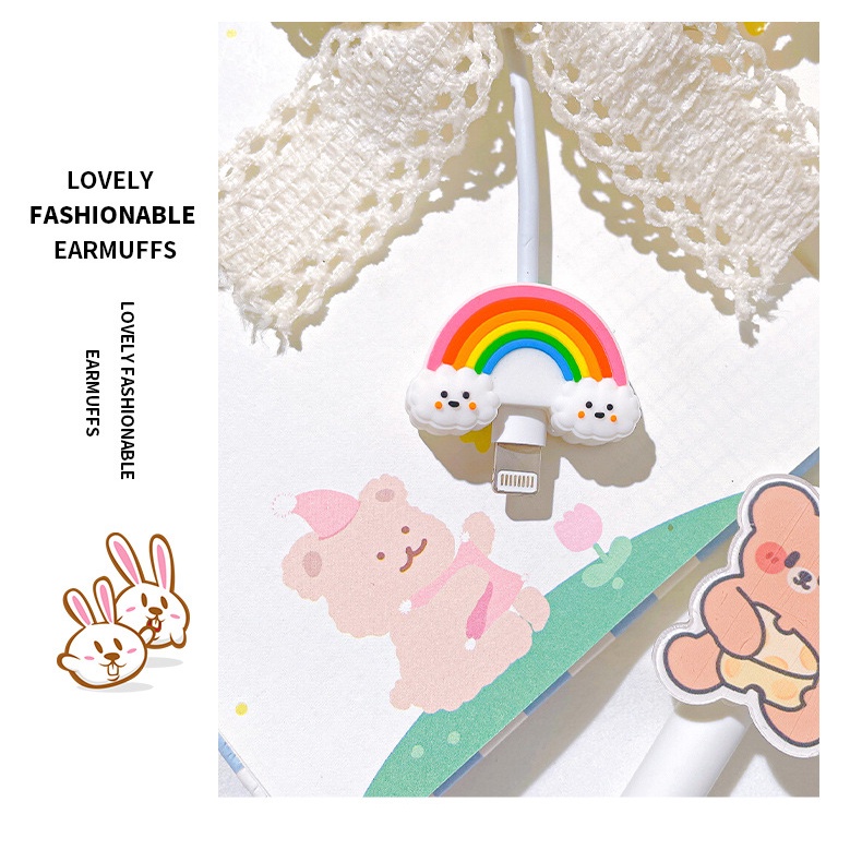 Phụ kiện bảo vệ dây cáp sạc cổng USB kiểu hoạt hình đáng yêu tiện dụng