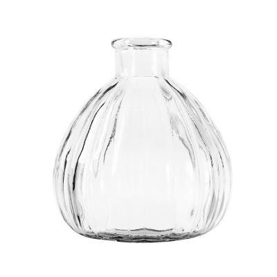 Bình Bông Lọ Hoa Thủy Tinh Trong Tròn kẻ dọc 10*8cm BB4 trồng cây thủy sinh