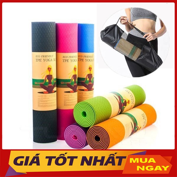 Thảm Tập Yoga TPE 2 Lớp 6mm Siêu Bền, Thảm Yoga Hàng Cao Cấp Chuyên Dùng Cho Phòng Tập Y11