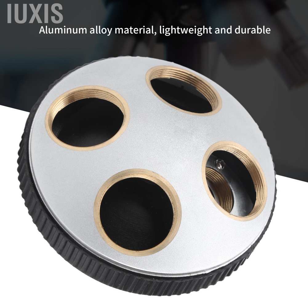 Iuxis Microscope 4‑Hole Adapter Objective Lens Revolving Nosepiece Converter with RMS Interface