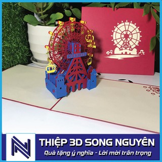 Thiệp 3D Sun Wheel - Song Nguyên, mô hình Vòng Quay Mặt Trời Đà Nẵng, làm quà tặng, quà lưu niệm