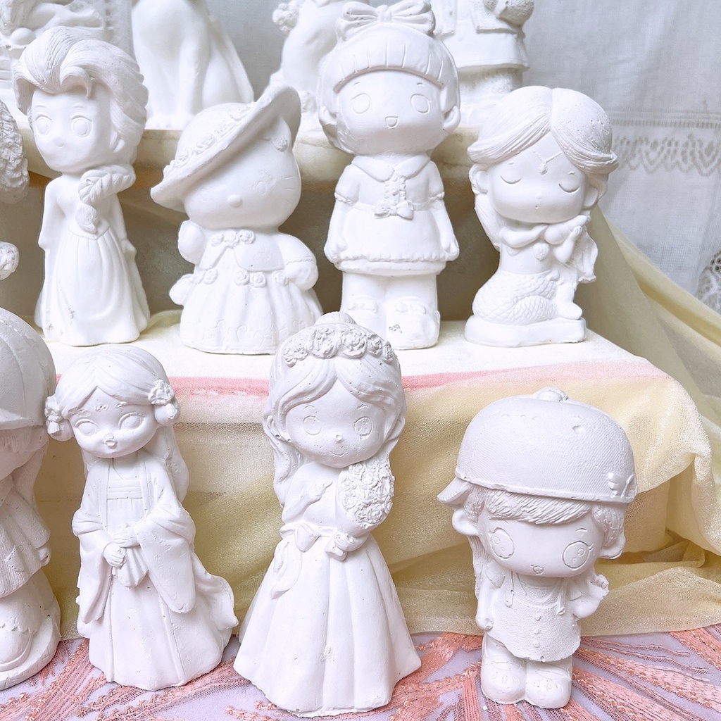 Tượng Tô Màu Combo 3 Tượng 13-18cm Ngẫu Nhiên Mẫu, Thạch Cao Cho Bé Size To  Gomphuquy