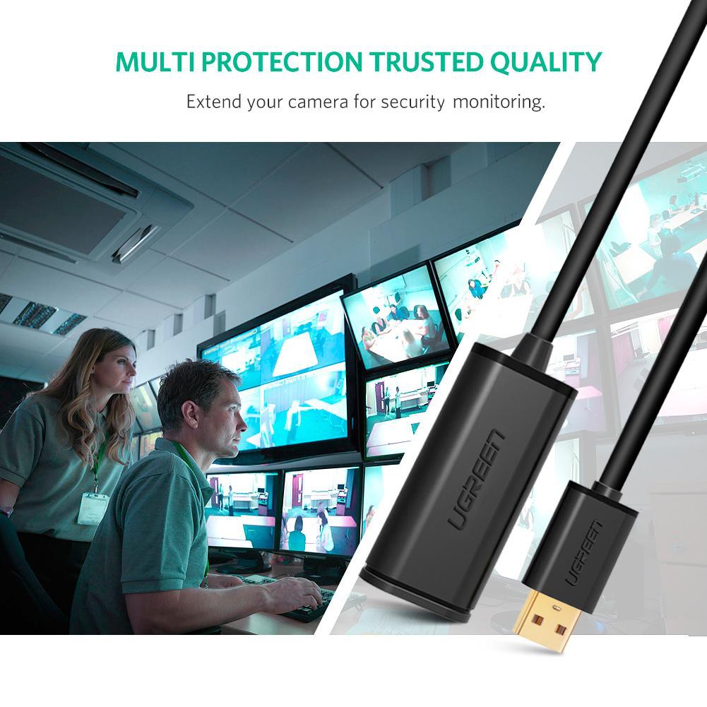 Cáp Nối Dài USB 2.0 5M, 10M, 15M, 20M, 25M, 30M UGreen US121 - Hàng Chính Hãng, Chipset Cao cấp