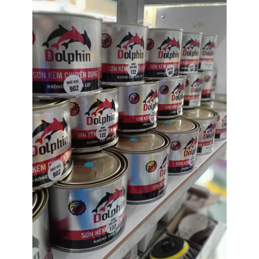 Sơn sắt mạ kẽm chuyên dụng Dolphin sơn 1 thành phần loại 400g có thể sơn tất cả các bề mặt như sắt mạ kẽm không cần lót