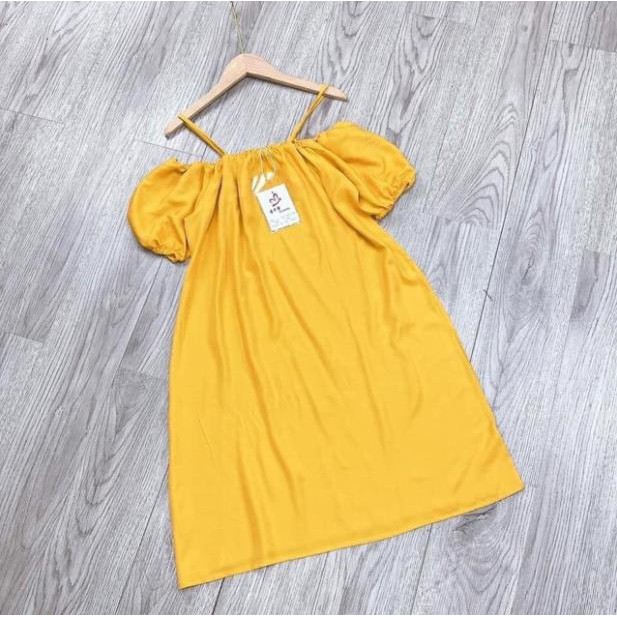 [ Mã FAMAYWA2 giảm 10K đơn 50K] [Yen Tran] Váy maxy trễ vai dáng xuông chất đũi lụa | BigBuy360 - bigbuy360.vn