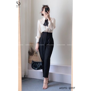 Áo sơ mi trắng Blouse thắt nơ Doris A1073