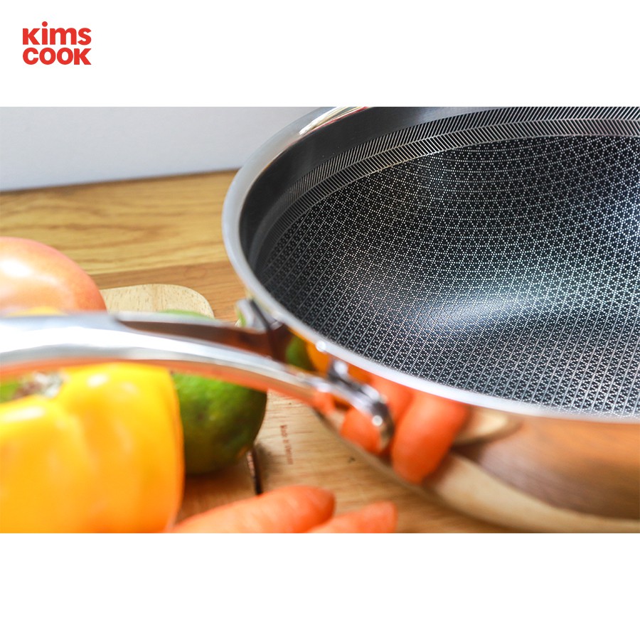 Chảo chống dính sâu lòng Kims Cook Blackcube inox 304 , 3 lớp đúc liền đáy từ