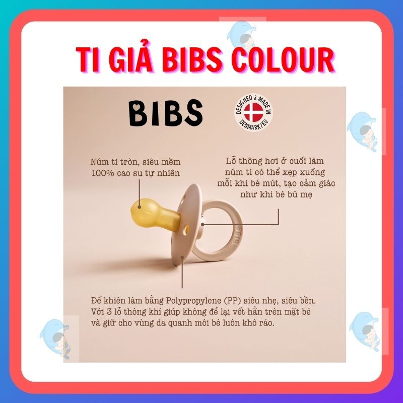 Ti giả Bibs Colour Cho Bé Sơ Sinh Siêu Mềm Từ Cao Su Thiên Nhiên 100% Không BPA Tặng Kèm Nắp Trứng Chính Hãng Đan Mạch