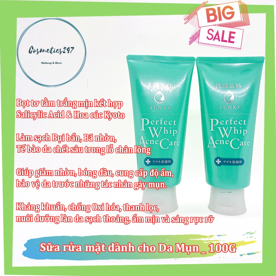 SỮA RỬA MẶT SENKA PERFECT WHIP ACNE CARE DÀNH CHO DA MỤN 100G | BigBuy360 - bigbuy360.vn