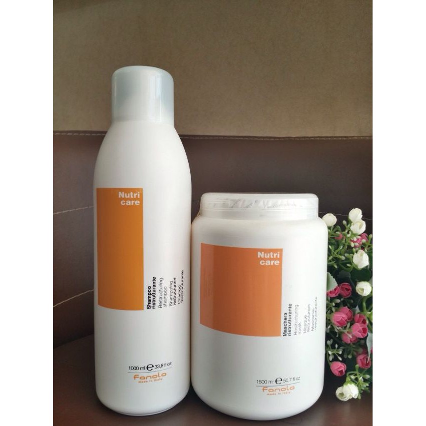 (Hàng Ý+ Date New) Kem Ủ Tóc + Dầu Gội Fanola Nutri Care 1500ML + 1000ml