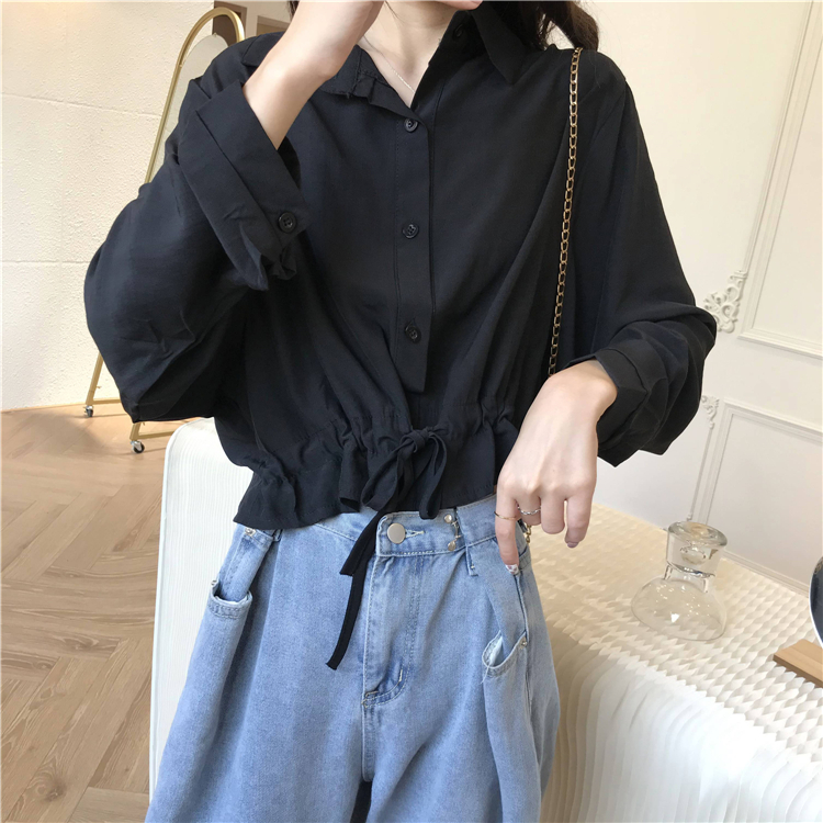 Áo kiểu nữ đẹp tay phồng 2021, Áo bánh bèo tiểu thư màu trắn đen có cổ POLO hàn quốc | BigBuy360 - bigbuy360.vn