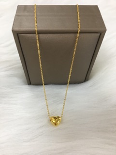 Dây chuyền tim phồng bạc xi vàng