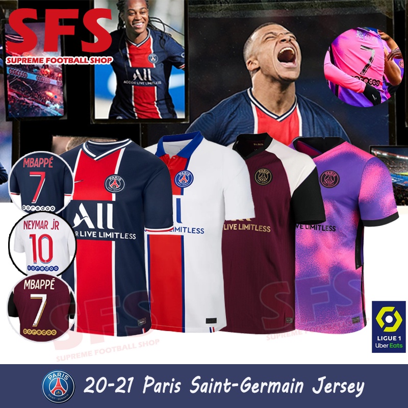 Áo Thun Bóng Đá 20-21 PSG Jersey Phiên Bản Hâm Mộ Size S-2XL