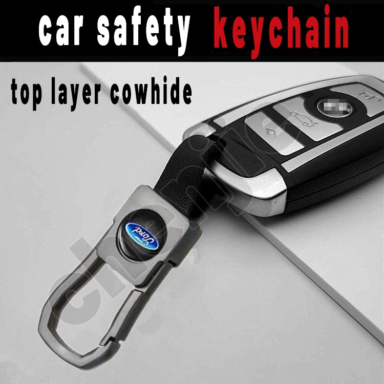 Móc Chìa Khóa Bằng Da Bò Phối Kim Loại Tiện Dụng Cho Xe Hơi ford territory Everest Ranger Fiesta Escape Expedition Focus Escort E