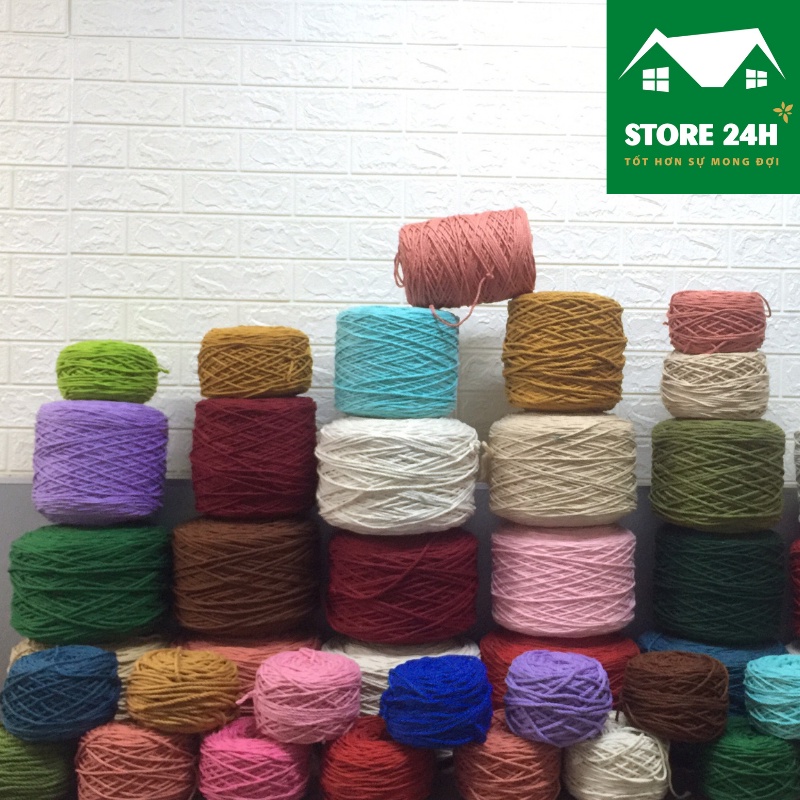 Dây thừng cotton làm macrame, đủ màu Full Color, đủ size 3mm, 5mm, giá tốt, mềm, mịn, định lượng 500 gram I Store 24h