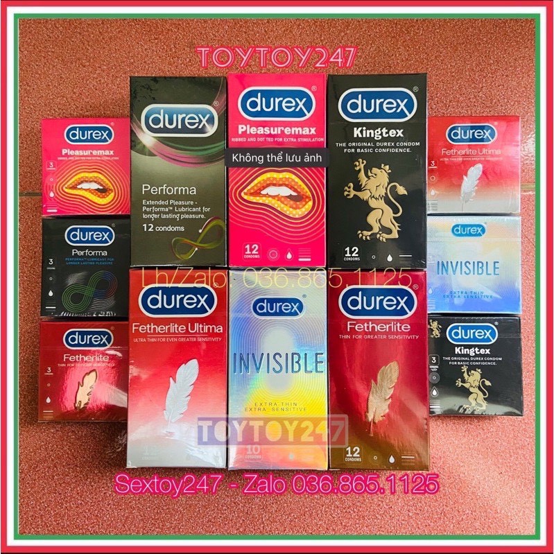 [Giá Sỉ] Bao Cao Su Durex Chính Hãng Tùy Chọn Hộp 12 Bcs