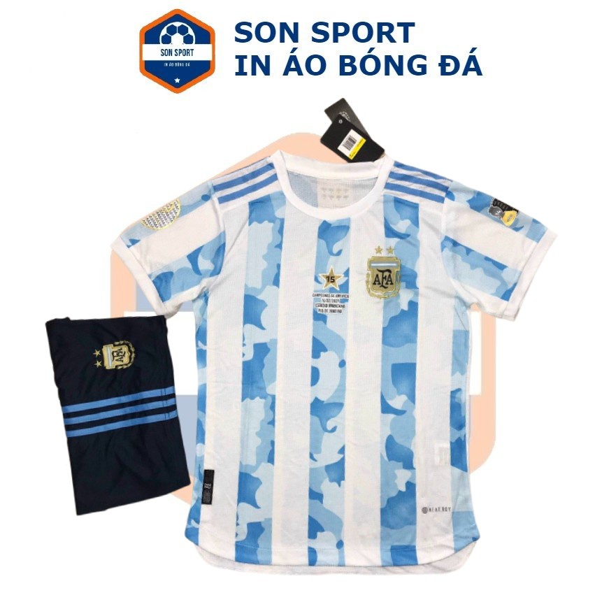 Bộ Quần Áo Thể Thao Bóng Đá CLB Argentina Trắng Xanh