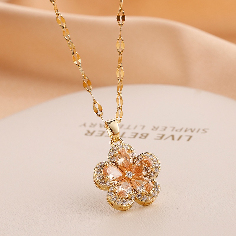 Dây chuyền titan nữ không gỉ vòng cổ titan mạ vàng 18k đính đá cao cấp trang sức titan sang trọng quyến rũ