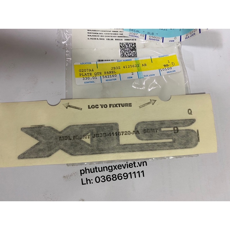 Tem chữ XLS dán cửa thùng sau Ford Ranger