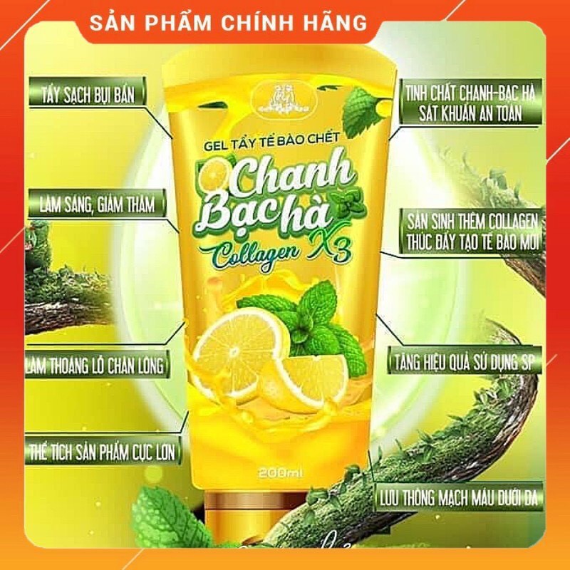 Gel Tẩy Tế Bào Chết Chanh Bạc Hà Dưỡng Sáng Da - Cung Cấp Vitamin C 200ml